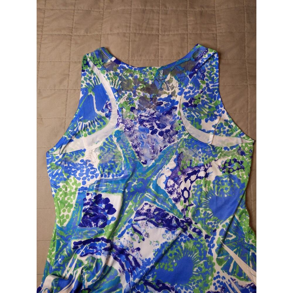 India Boutique Starfish Godet Dress Blue Green White Coastal Boho One Size - Picture 6 of 8